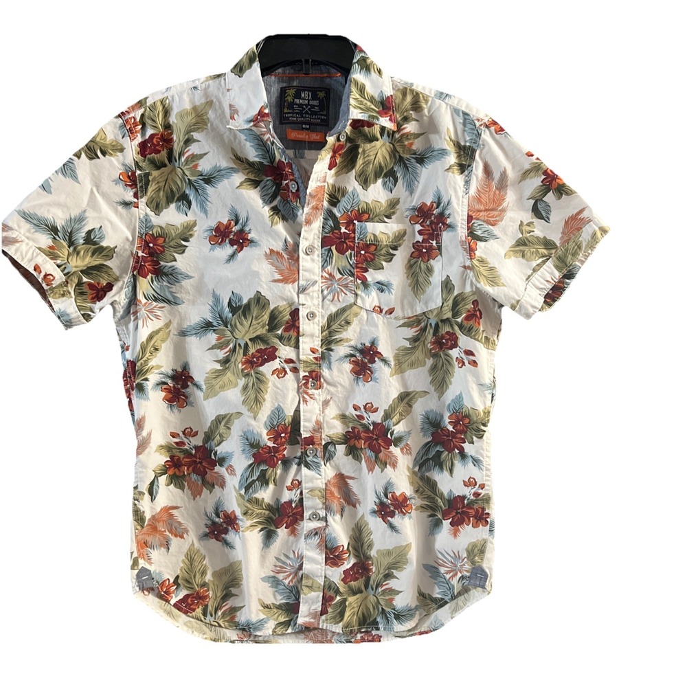 New MBX Premium Goods Short Sleeve Button Down Men's Hawaiian Shirt Size M